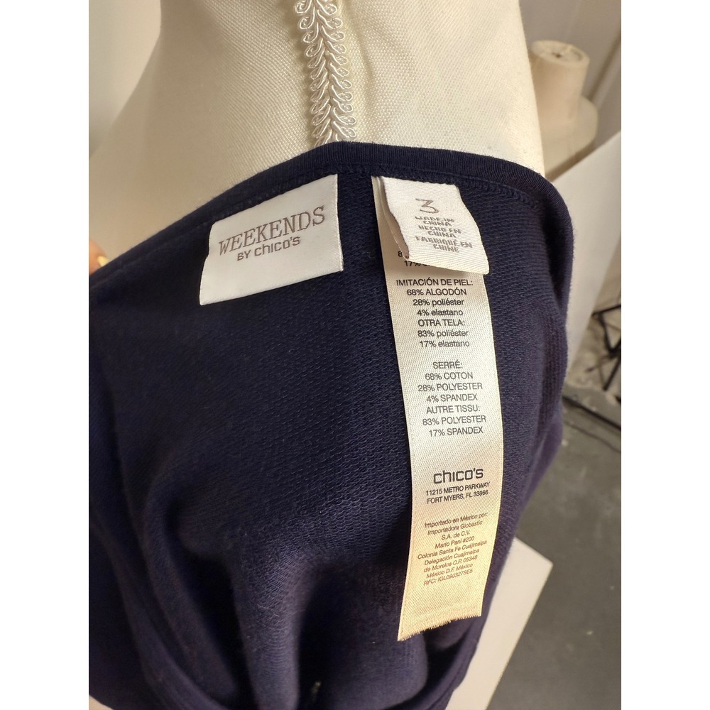 WEEKENDS by Chico's Blue Long Sleeve Shirt, Women's Size 3 (XL) - Picture 3 of 4